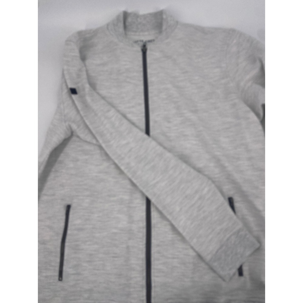 MATTE GREY Full Zip Mock Neck Jacket Heathered Light Gray XL Activewear Casual